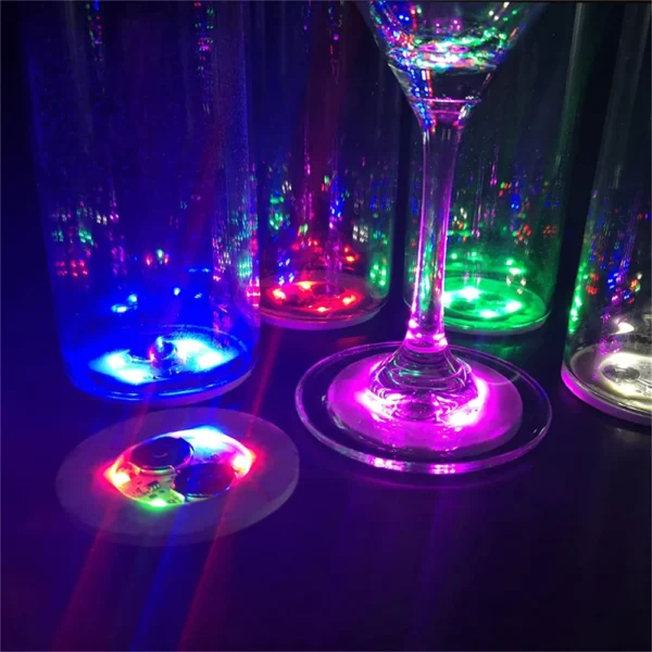 1-20PCS LED Bottle Coasters Lights 4leds Light Up Coaster Stickers Bar Drinks Cup Wine Liquor Bottle Coaster Atmosphere Light - Image 5