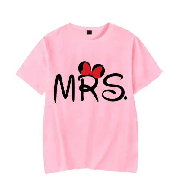 Mouse Cartoon MR MRS Print Couple TShirt Summer Short Sleeve Tee Shirt Letter Print T Fashion Casual Loose Lovers T Shirt Unisex - Image 5