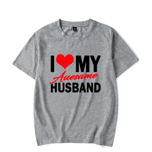 I Love My Awesome Wife Husband T Shirts Honeymoon Couple Outfits Dating Couples Anniversary Gifts Men Women Tee Shirt Oversize - Image 5