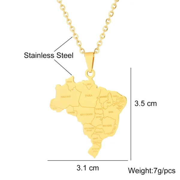 Gold stainless steel Brazil necklace pendant.