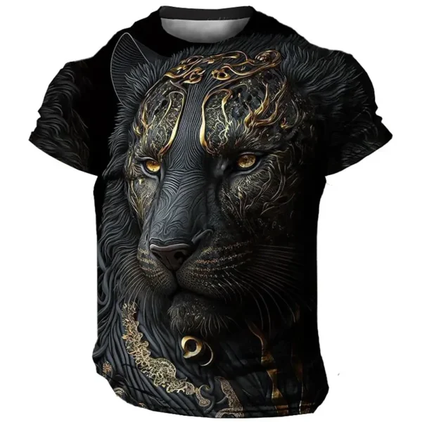 Daily Oversized Men's T-Shirt 3D Lion Print Tees Tops Summer Casual Animal Pattern Streetwear New Fashion Street Men Clothing - Image 2