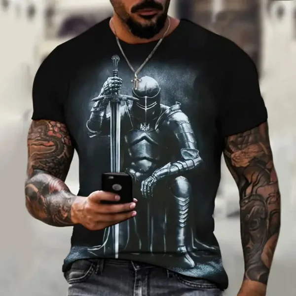 Summer Fashion Templar 3D Printed Men's T-Shirt Street Harajuku Cross TShirt For Men Short Sleeve Oversized Tshirt Vintage Top - Image 3