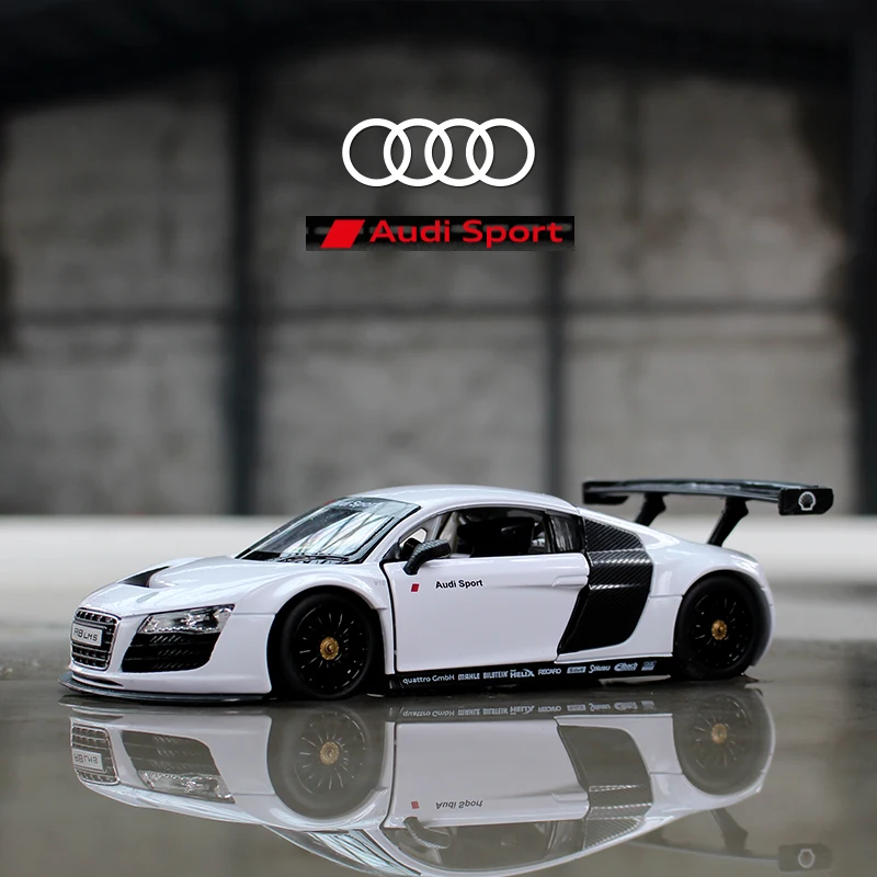 White Audi Sport R8 model car.