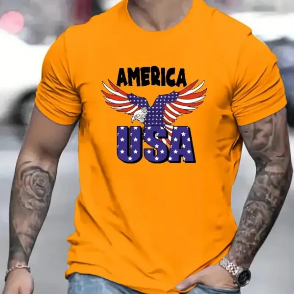 American Eagle Men's T-Shirt Casual Short Sleeved Tees Top Fashion 3d Animal Print Pattern T-Shirts Summer Loose Men's Clothing - Image 2