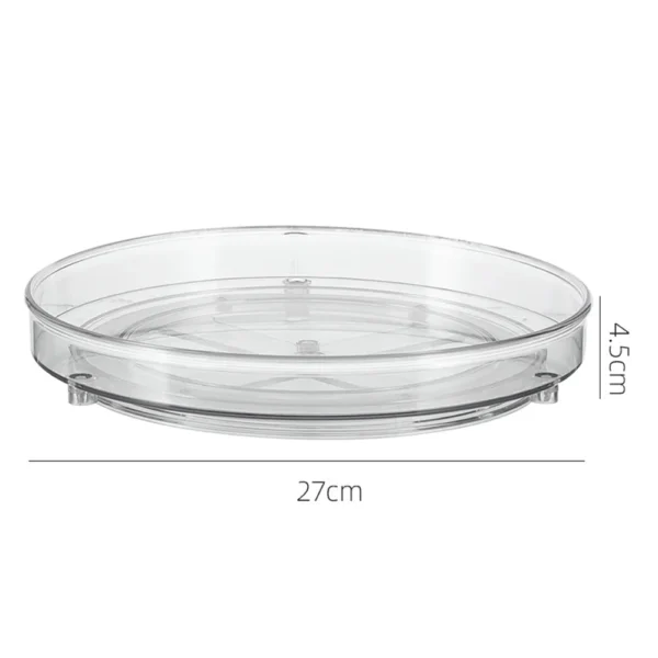 Clear round rotating serving tray.