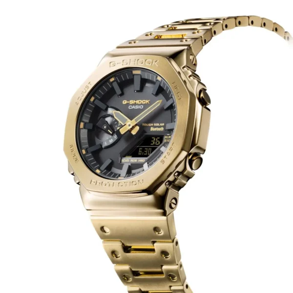 Gold G-Shock watch with black face