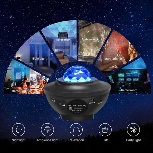 Star Projector, Galaxy Projector for Bedroom, Music Speaker Sound Activated Remote Control/Timer, Starry Night Light Projector - Image 4