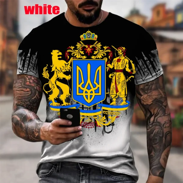 Camouflage Pattern Ukraine Flag 3d Printing T-shirt Summer Fashion Short Sleeve Retro Harajuku Casual Personality Tee