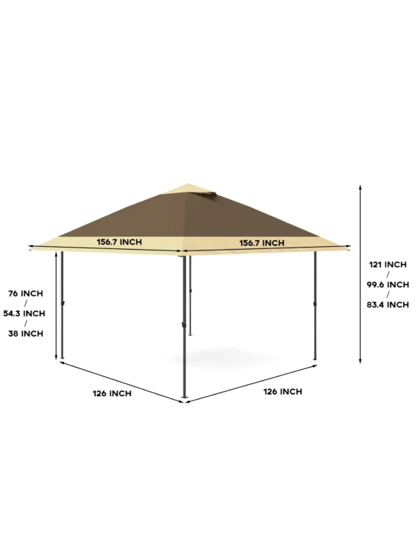 Diagram of a canopy tent with dimensions.