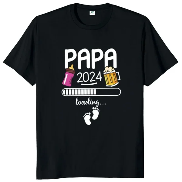 Papa 2024 2025 T Shirt Funny Future Dad Beer Lovers Gift Tee Tops 100% Cotton Unisex O-neck Oversized T-shirts EU Size - Image 5