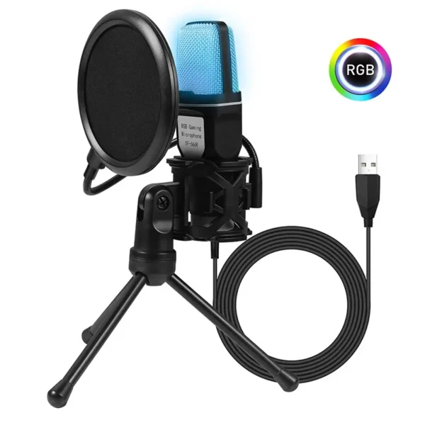 SF666R USB Microphone RGB Microfone Condensador Wire Gaming Mic for Podcast Recording Studio Streaming Laptop Desktop PC - Image 6