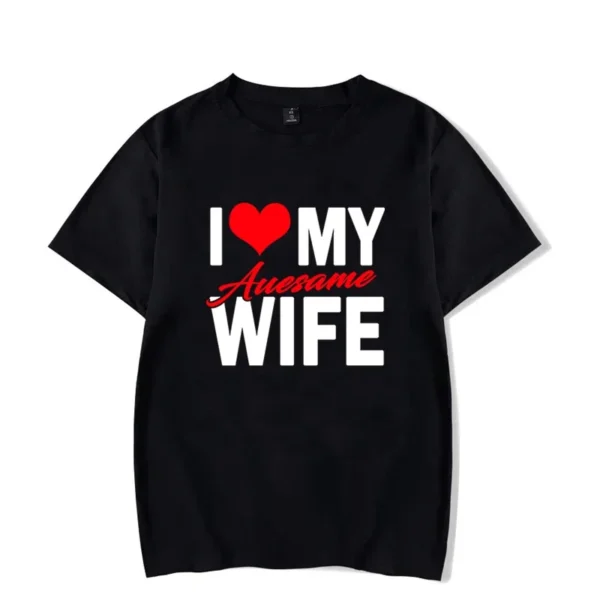 I Love My Awesome Wife Husband T Shirts Honeymoon Couple Outfits Dating Couples Anniversary Gifts Men Women Tee Shirt Oversize - Image 2