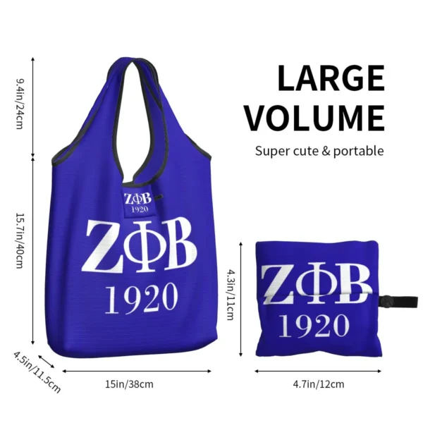 Custom Fashion Printed Zeta Phi Beta Sorority Logo Tote Shopping Bags Portable Shoulder Shopper Greek Letter 1920 Handbag - Image 6