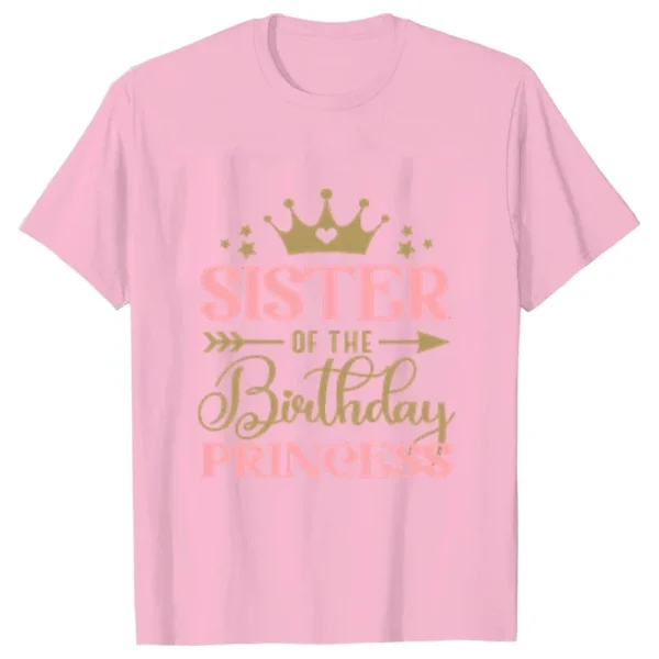 Birthday Princess Svg Bundle T-shirt Dad Mom of The girls Birthday Party Tshirt O Neck Tops Short Sleeve Shirt White Pink Tee - Image 4