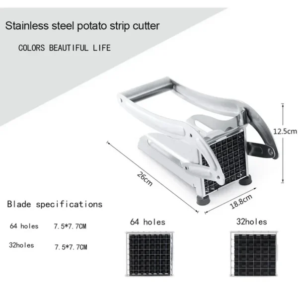 Stainless steel potato strip cutter