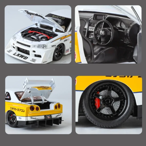 White and yellow race car model.