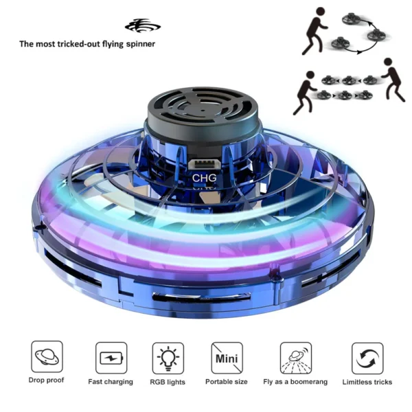 Blue flying spinner with RGB lights.