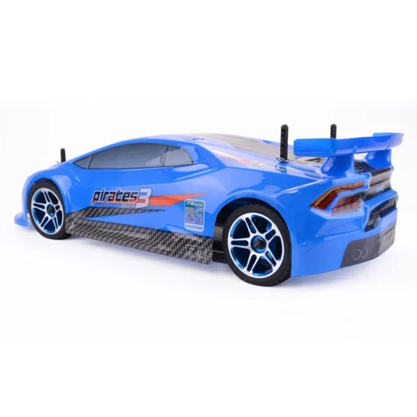 Blue and black remote control car.