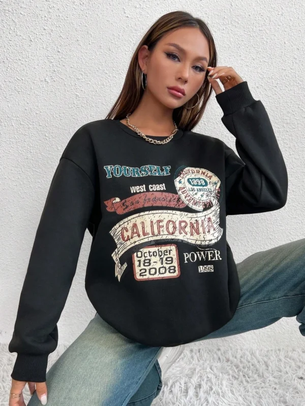 California Yourself Letter Printed Women Sweatshirt Harajuku Casual Hoody Fashion Loose Hoodie Warm Vintage Fleece Female Tops - Image 5