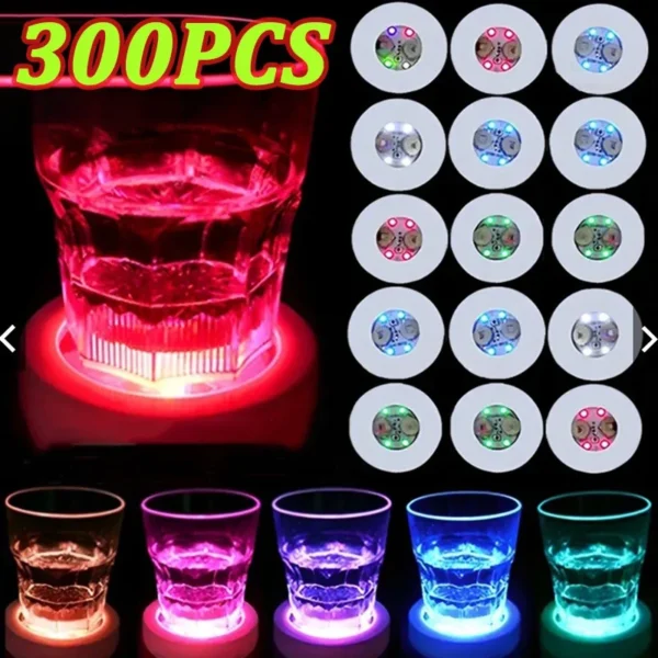 1/10/20/350PCS LED Coaster Light Up Coasters Stickers Liquor Bottle Drink Luminous Cup Mat Club Bar Party Car Wedding Vase Decor