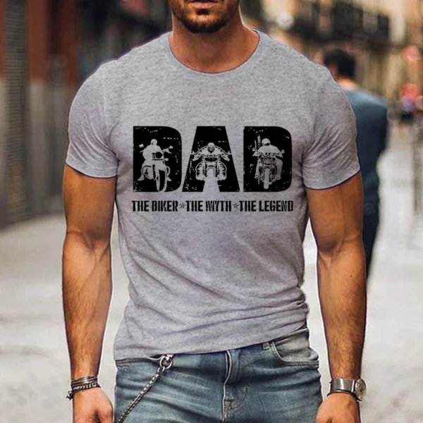 Men T Shirt Dad The Biker The Legend Print Summer Top Tees Men Black Harajuku Fashion Tshirts Father's Day O-neck Street T-Shirt - Image 4