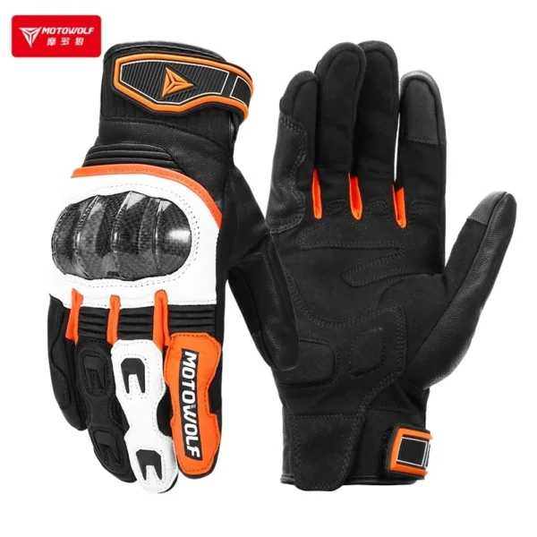 Motowolf Sheepskin Motorcycle Gloves Leather Biker Gloves Man Motocross Gloves Touch Screen Short Cuff Riding Gear Summer - Image 2