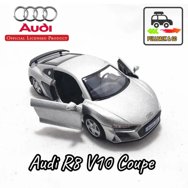 1:36 Audi R8 Police Pullback Toy Car Model Mechanic Replica Official Licensed Scale Diecast Miniature Art Xmas Kid Boy Gift