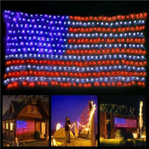 American Flag Lights Outdoor 420 LED String Lights Waterproof USA Flag Outdoor Party Decor for Independence Day Memorial Day - Image 3