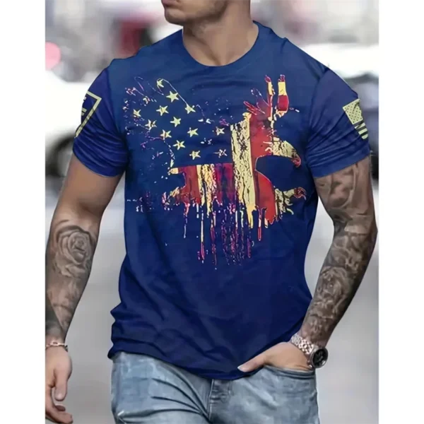 Vintage USA Flag Graphic T Shirt For Men Short-sleeved American Tops 3D Eagle T-shirts Summer Casual Streetwear Male Clothing - Image 3