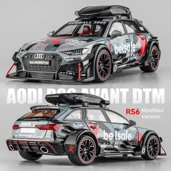 1/24 Audi RS6 Modified Vehicles Car Model Toys Alloy Diecast With Pull Back Light & Sound Model Cars Boys Gifts For Children - Image 2