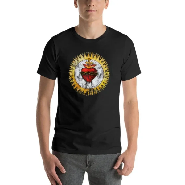 Sacred Heart of Jesus Christ Vintage Christian T-Shirt T-Shirt shirts graphic tees quick drying mens vintage t shirts - Image 3