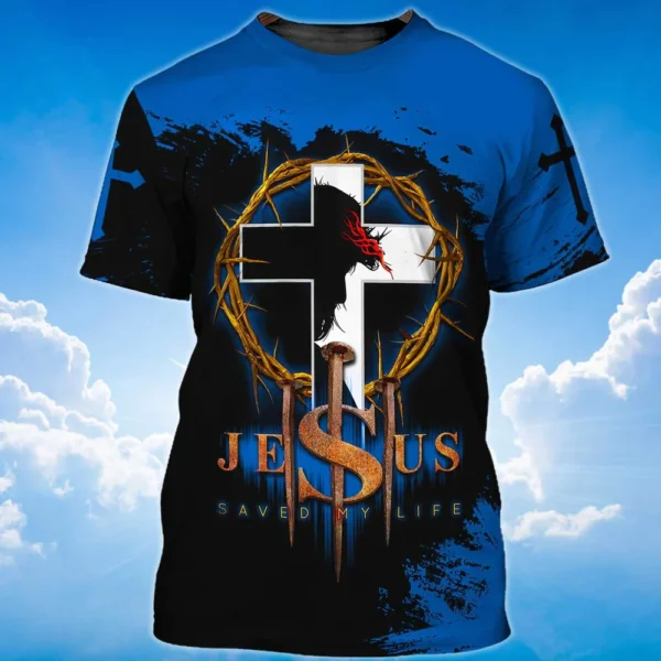 Jesus Graphic Men's T-shirt Top 3D Print Shirt For Men O Neck Oversized Sweatshirt Summer Casual Short Sleeve Tees Cheap Clothes - Image 4