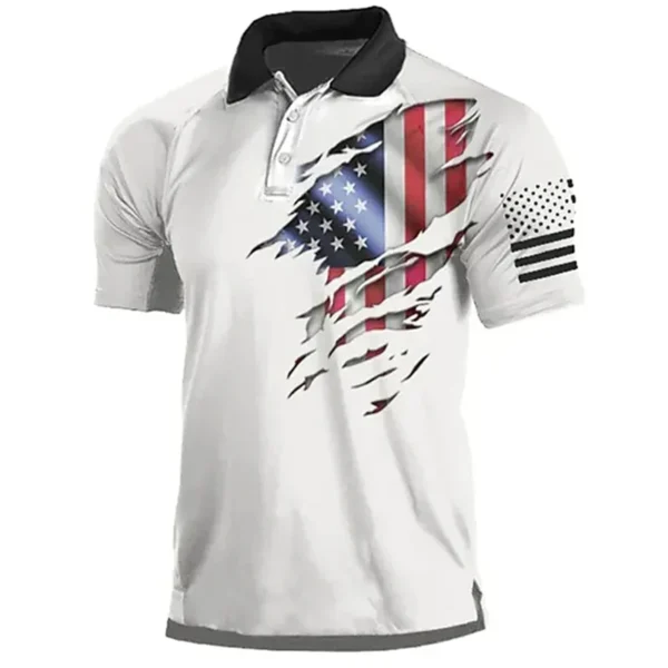 Vintage American Eagle USA Flag Print Polo Shirt For Men Summer Casual Shirts Lapel Short Sleeve Tees Homme Sweatshirt Clothing - Image 5