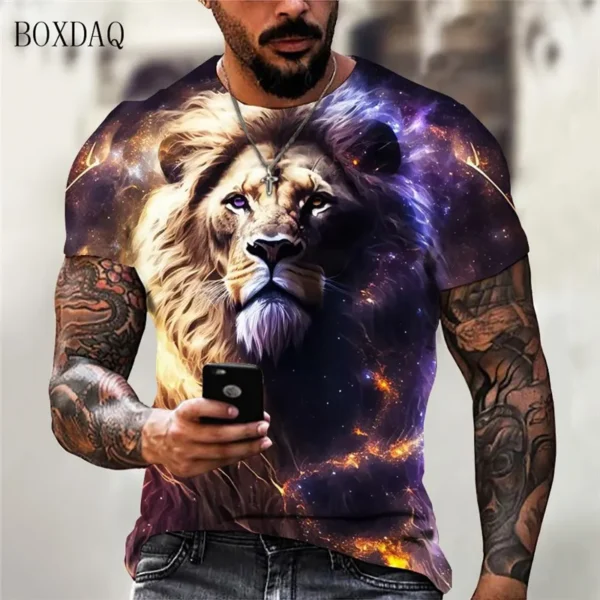 Street Trend Lion Pattern Men T-Shirts Short Sleeve O-Neck 3D Animal Print Male Outdoor T Shirt 6XL Plus Size Summer Casual Tops - Image 5