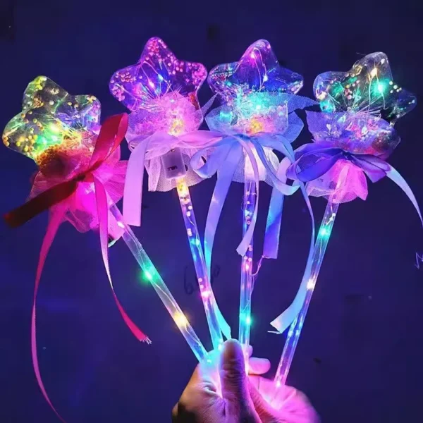 Four colorful star wands with lights.