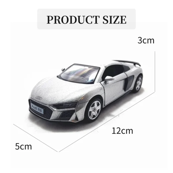 1/36 Audi R8 V10 Pullback Toy Car Model Mechanic Replica Official Licensed Scale Diecast Miniature Art Xmas Kid Boy Gift - Image 6