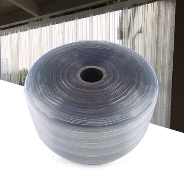 Roll of clear plastic strip material.