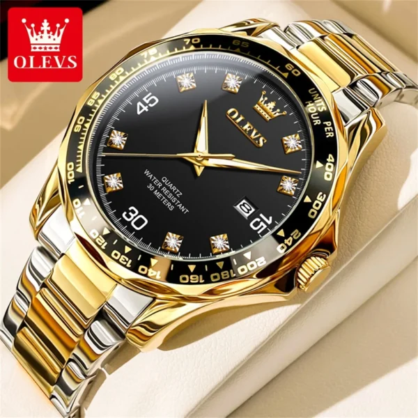 Gold and silver men's Olevs wristwatch.