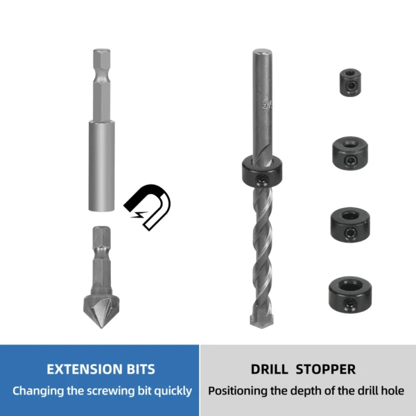 Drill bits and depth stop collars.