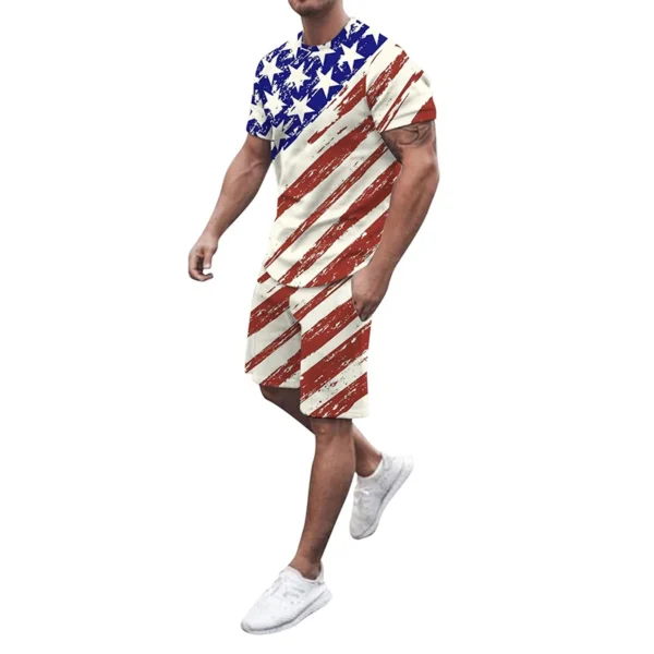 Men's T-shirt Sets USA American Flag 3D Print Tracksuit T Shirts Shorts 2 Pieces Streetwear Male's Oversized Suits Sportswear - Image 5