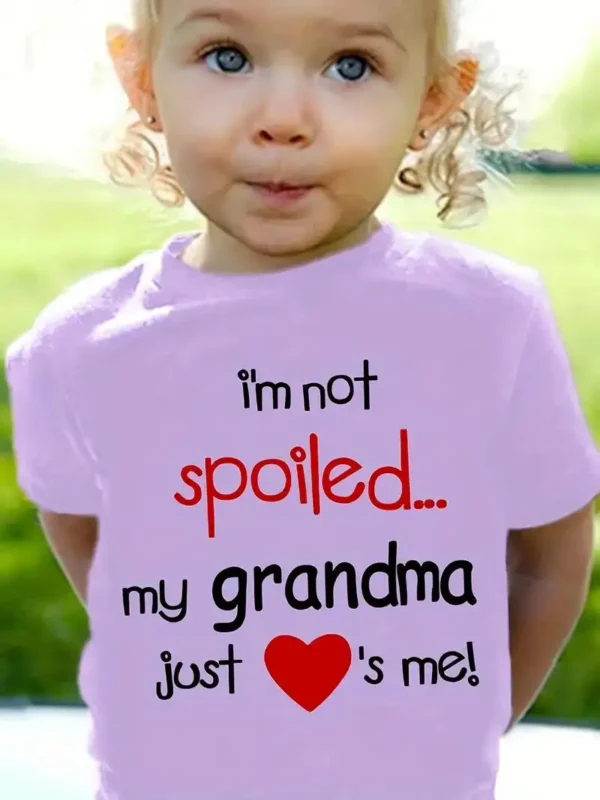 "I'M NOT SPOILED"" Toddler Girls Graphic T-Shirt - Casual Round Neck Tee for Kids Summer Clothes" - Image 2