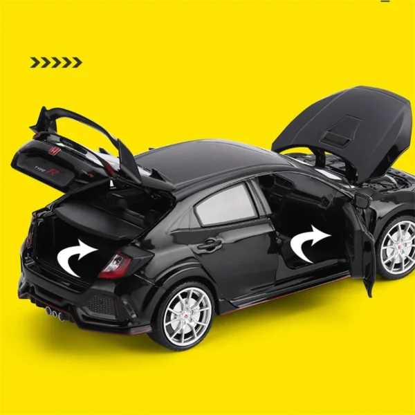 1:24 HONDA CIVIC TYPE R Alloy Sports Car Model Diecast & Toy Vehicle Metal Racing Car Model Sound and Light Collection Kids Gift - Image 3