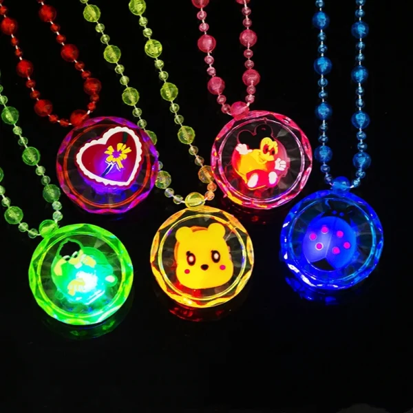 12-96Pcs LED Light Up Cartoon Necklace Kids Birthday Party Wedding Guest Gift Souvenir Christmas Carnival Reward Pack Party Gift - Image 5