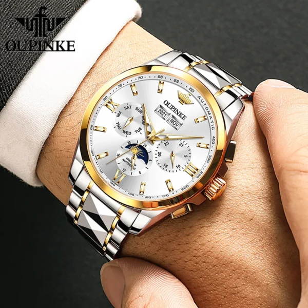 Gold and silver men's automatic wristwatch.