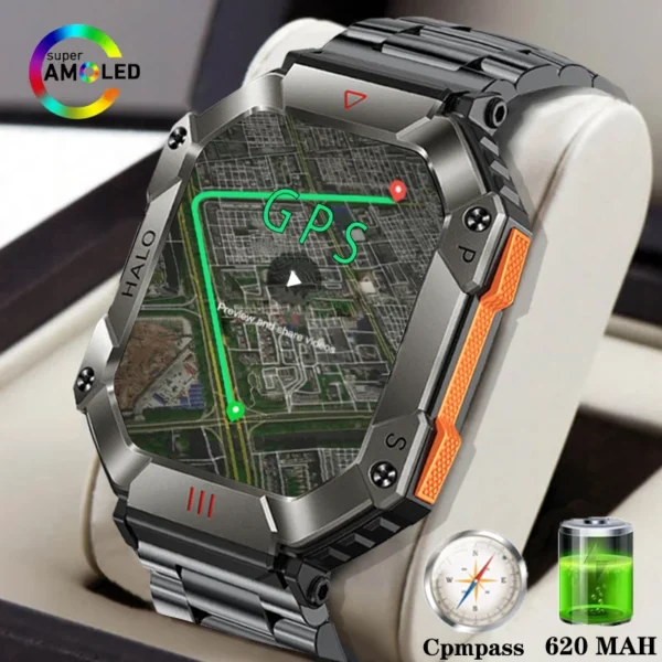 Smartwatch with GPS and compass feature.