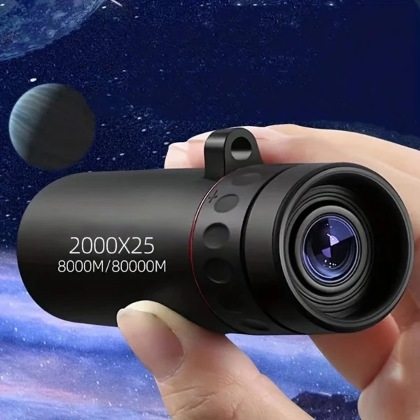 Black monocular telescope with 2000x25 zoom.