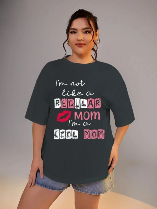 Plus Size Women Clothing I'm Not Like A Regular Mom Letter Print Short Sleeve T-shirt Large Sizes for Fat Women Summer - Image 3