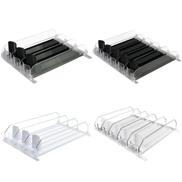 Clear plastic organizer with dividers.