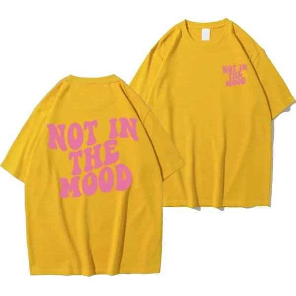 Plus-size Not In The Mood Pink Letter Print T-Shirts Women Summer Cotton Clothing O-Neck Oversized Short Sleeve Breathable - Image 3