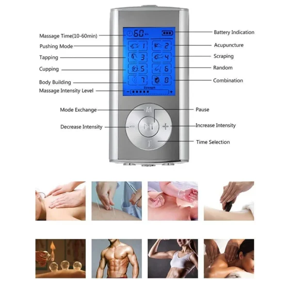 Digital Therapy Unit 8 Modes Electric EMS Muscle Stimulator Tens Machine Physiotherapy Slimming Electronic Pulse Body Massager - Image 6